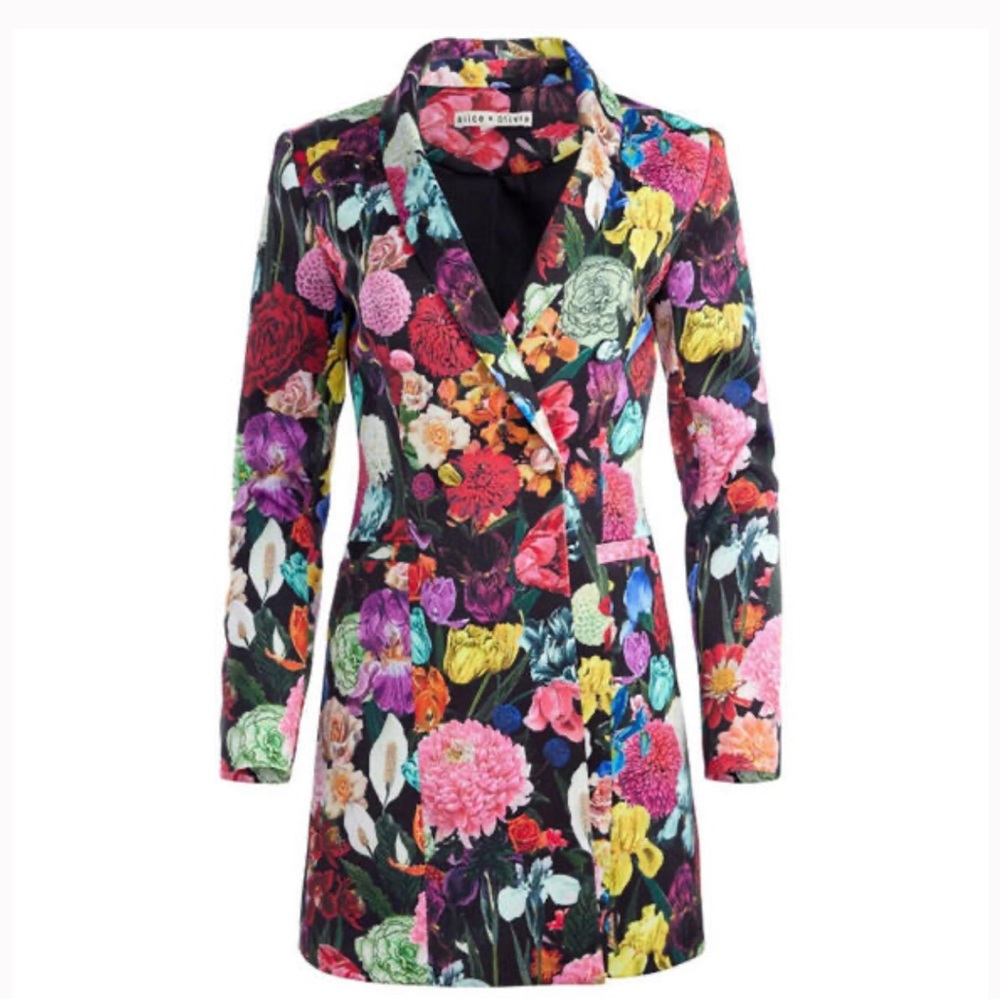 Alice & Olivia “Latoya” Blazer Mini Dress in Botanical Garden